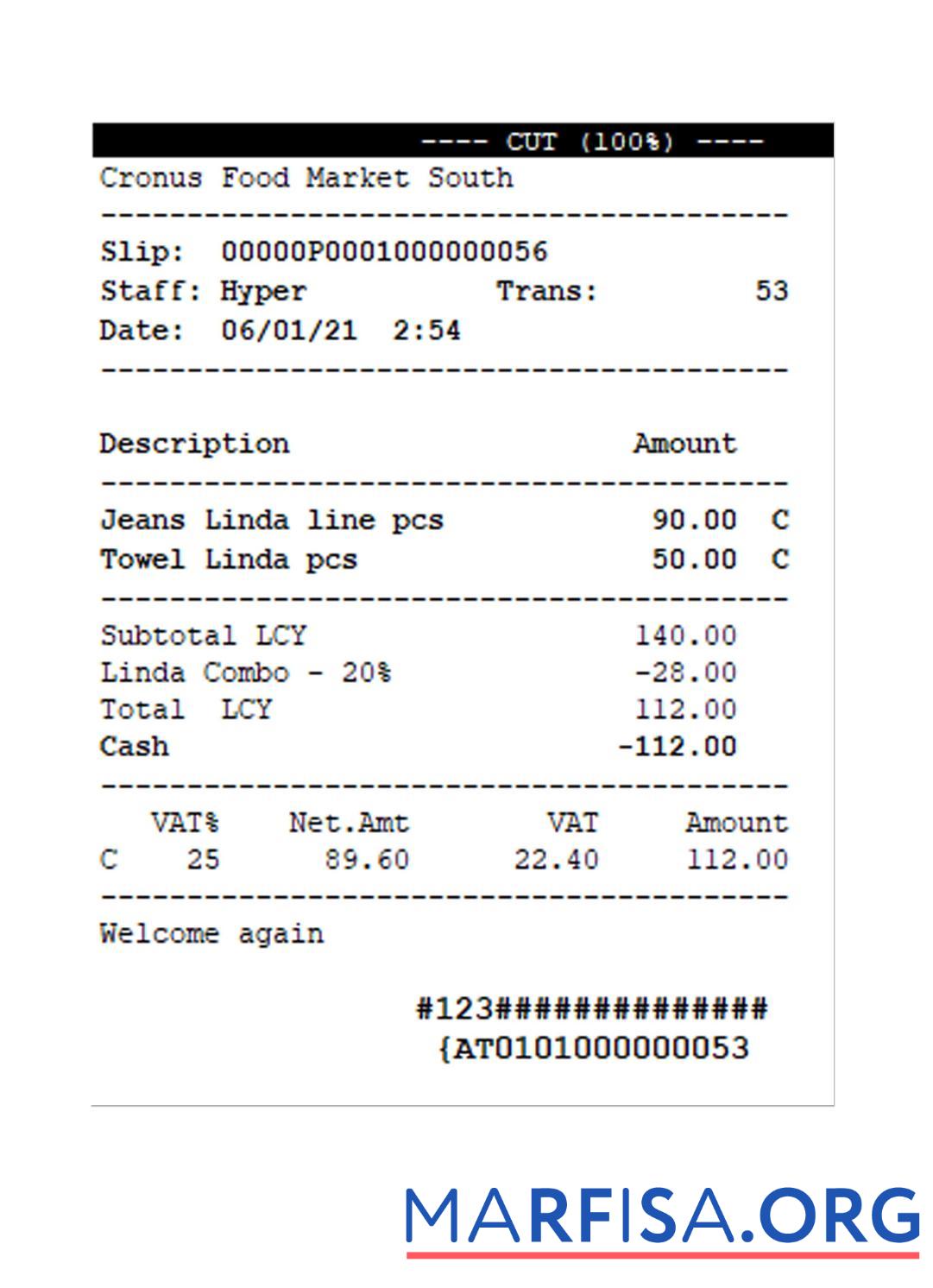 Printable FOOD MARKET receipt template